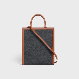 SMALL VERTICAL CABAS CELINE IN TEXTILE WITH CELINE & CALFSKIN GREY / BEIGE