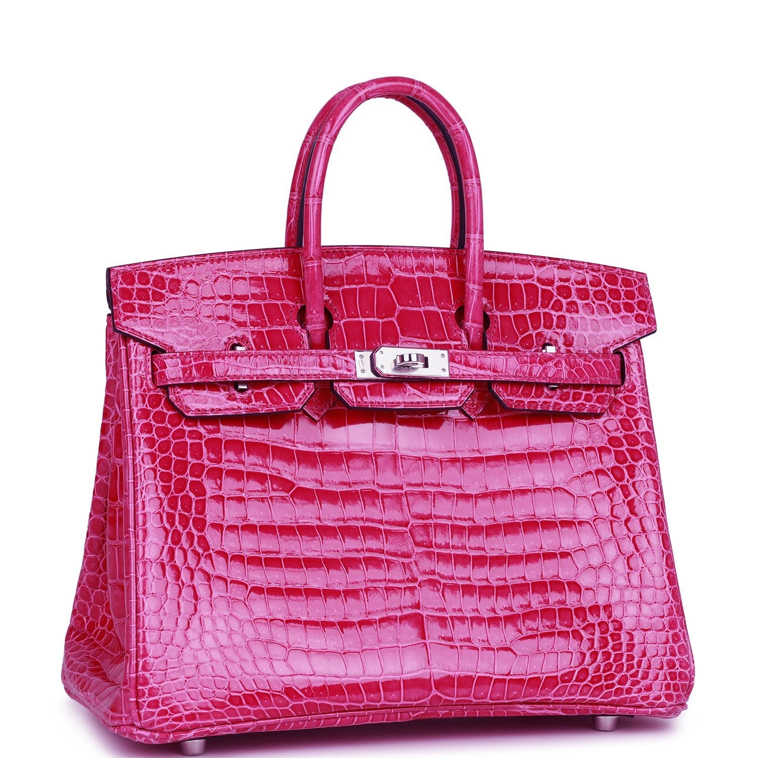 Hermès Birkin 25 Rose Mexico Shiny Porosus Crocodile Palladium Hardware