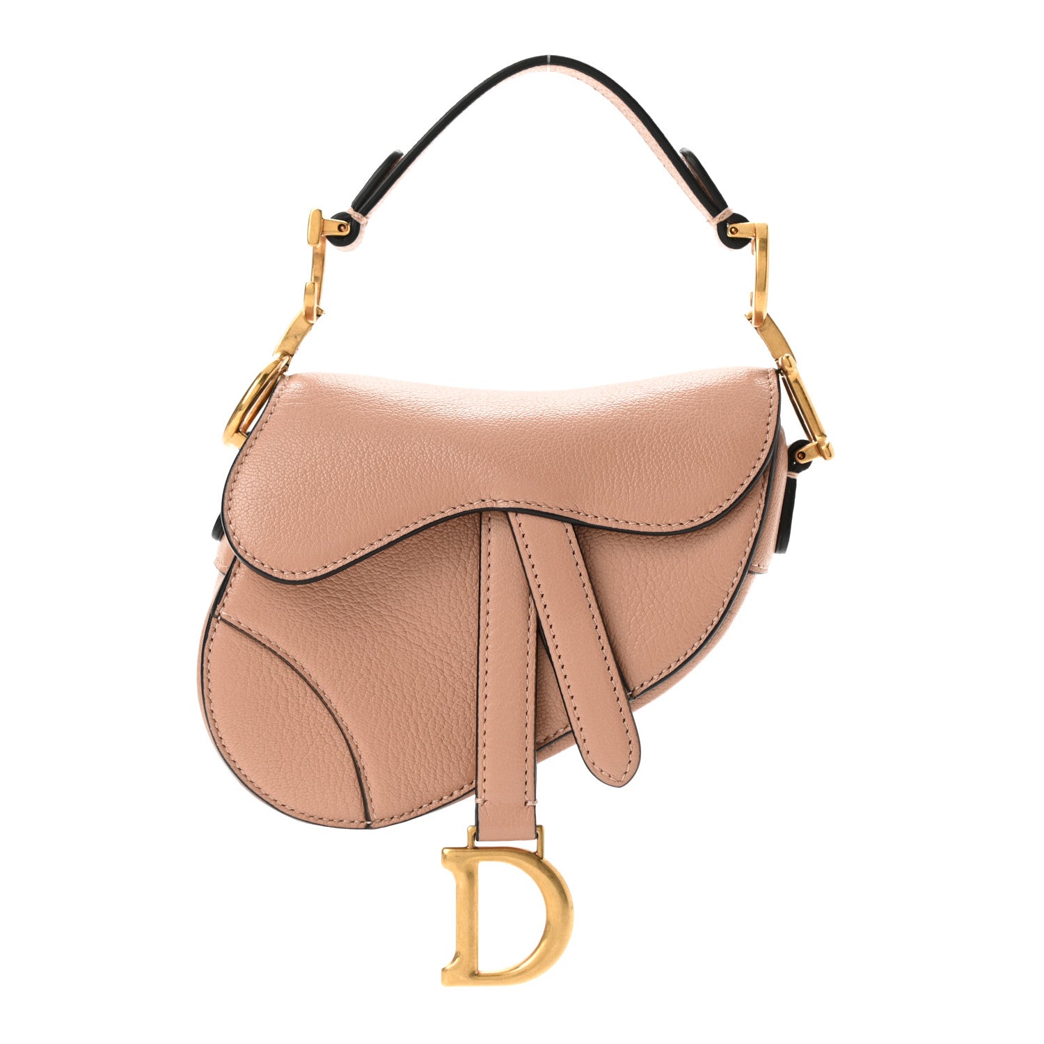 CHRISTIAN DIOR Goatskin Micro Saddle Bag Rose Des Vent