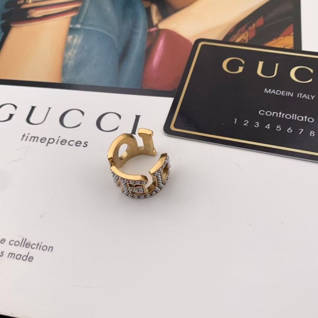 GUCCI luxury pearl open ring