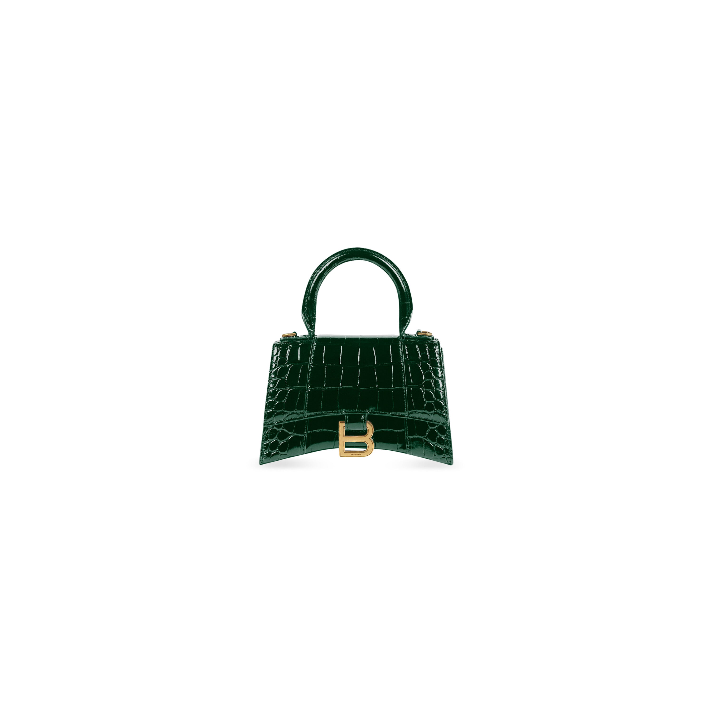 WOMEN'S HOURGLASS XS HANDBAG CROCODILE EMBOSSED IN FOREST GREEN