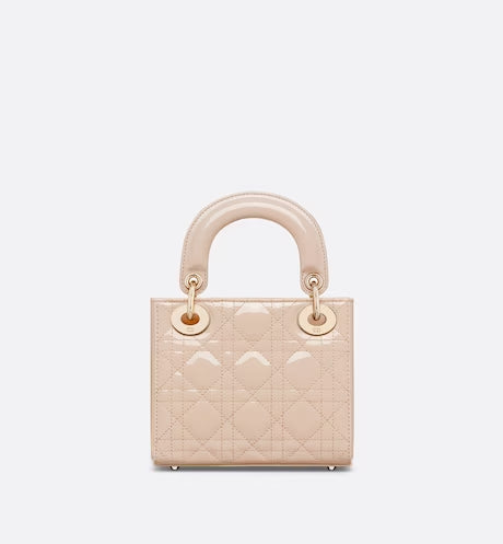 MINI LADY DIOR BAG Aesthetic Beige Patent Cannage Calfskin