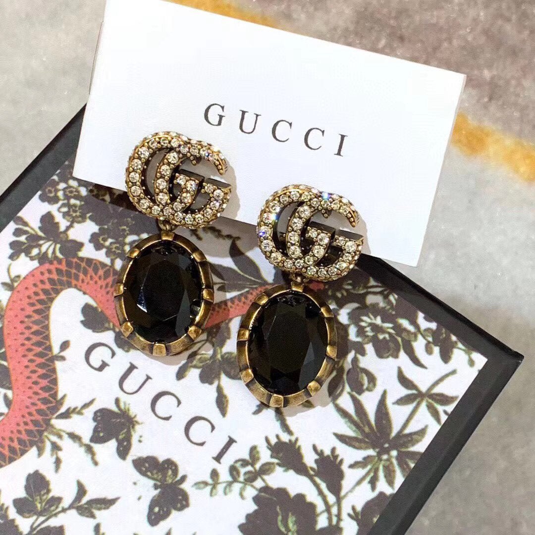 GUCCI 3 Colors Elegant Crystal Earrings