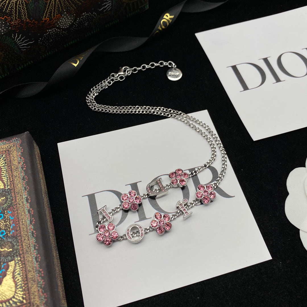 DIOR Pink flower necklace