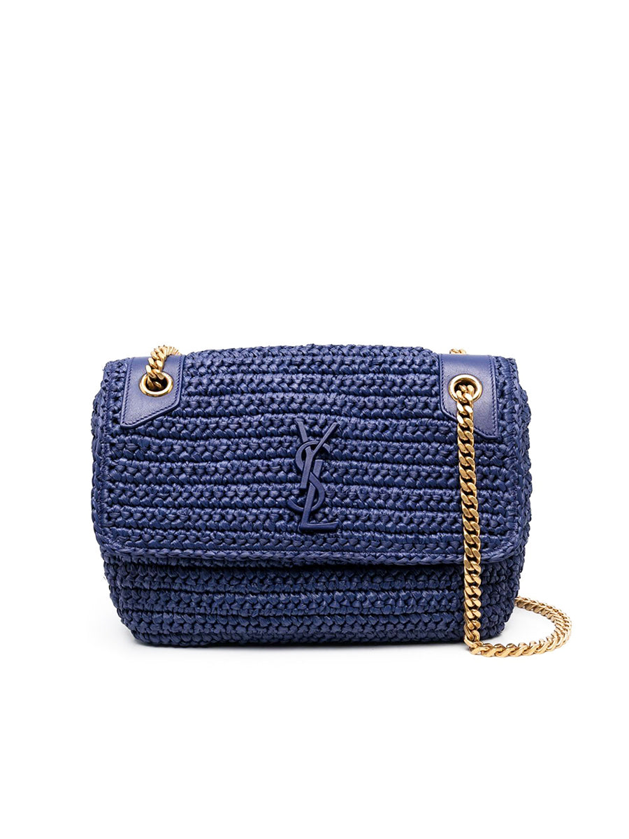 New Trends Niki Medium Chain Bag in Raffia and Leather