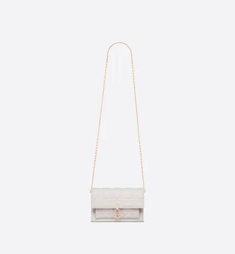 LADY DIOR CHAIN POUCH Latte Cannage Lambskin