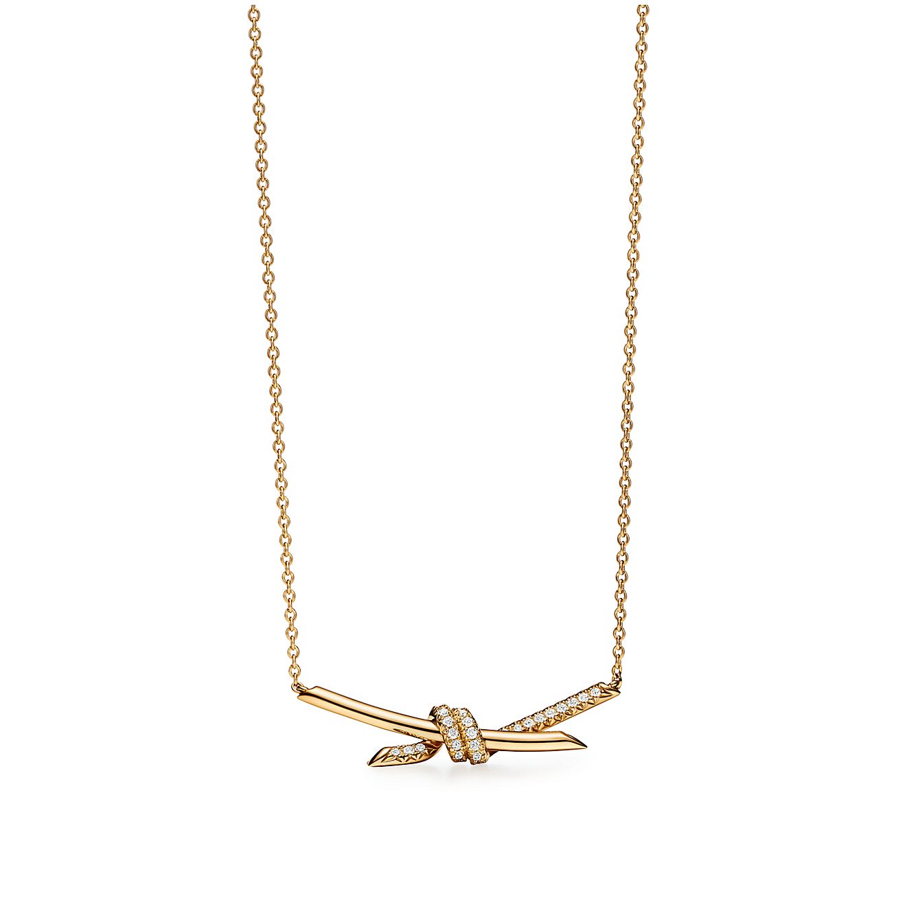 Knot Pendant in Yellow Gold with Diamonds