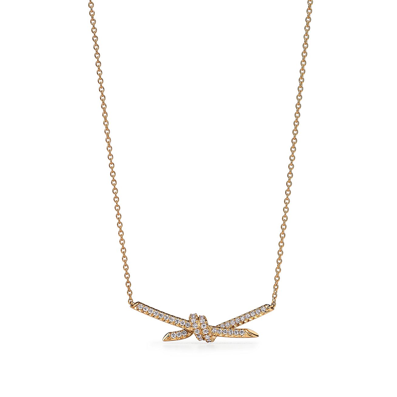 Knot Pendant in Yellow Gold with Diamonds