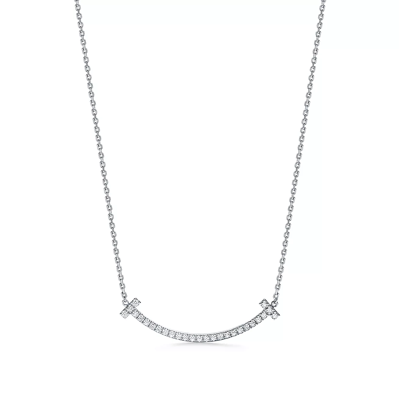 Medium Smile Pendant in White Gold with Diamonds
