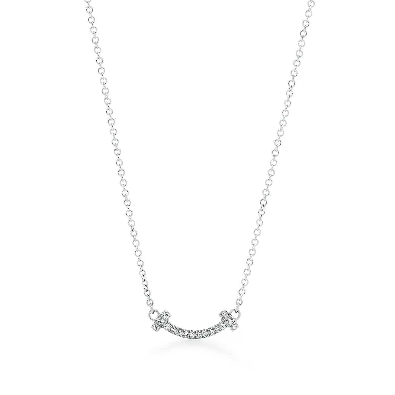 Mini Smile Pendant in White Gold with Diamonds