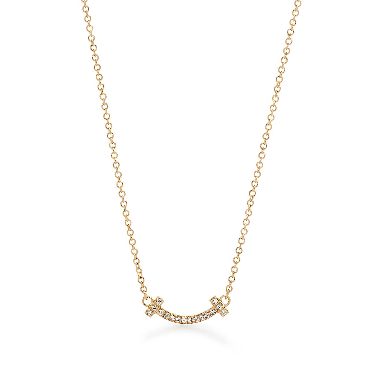 Mini Smile Pendant in Yellow Gold with Diamonds