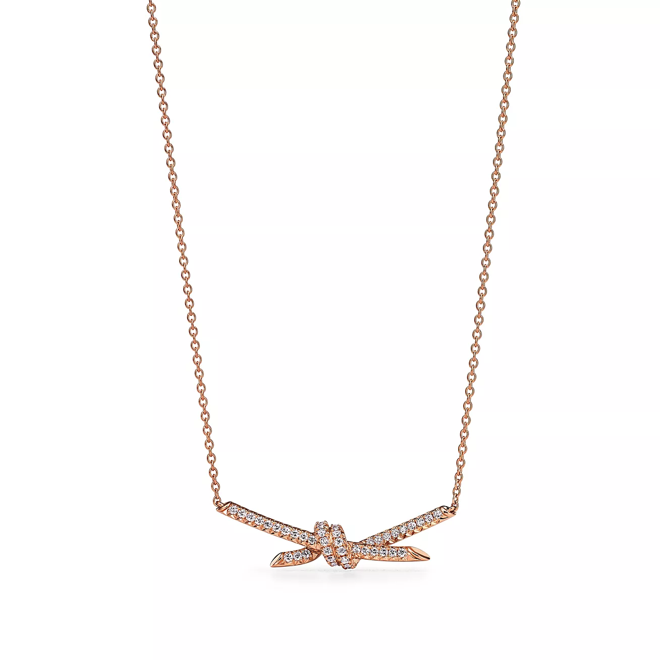 Knot Pendant in Rose Gold with Diamonds