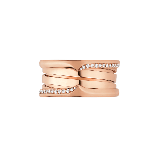 B.ZERO1 RING three-band ring in rose gold with diamonds