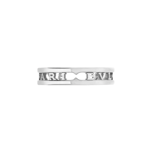 B.ZERO1 RING one-band ring in white gold with openwork logo spiral