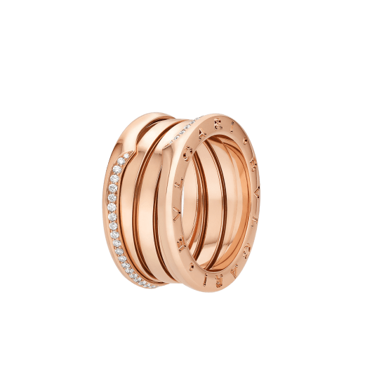 B.ZERO1 RING three-band ring in rose gold with diamonds
