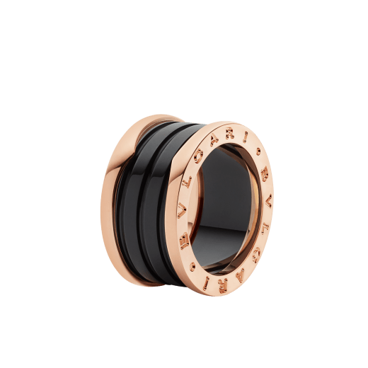 B.ZERO1 RING four-band ring in rose gold with matte black ceramic