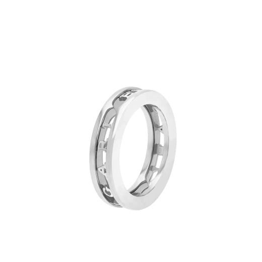 B.ZERO1 RING one-band ring in white gold with openwork logo spiral
