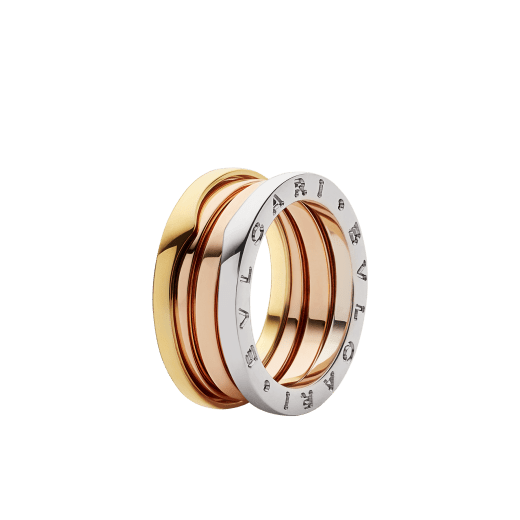 B.ZERO1 RING three-band ring in rose, white and yellow gold