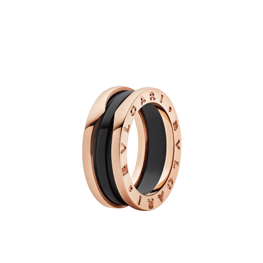 B.ZERO1 RING two-band ring in rose gold with matte black ceramic