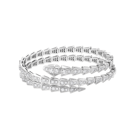 SERPENTI VIPER TWO-COIL BRACELET in White Gold with Diamonds