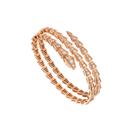 SERPENTI VIPER TWO-COIL BRACELET in Rose Gold with Diamonds