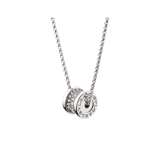B.ZERO1 NECKLACE in White Gold set with Pavé Diamonds on the Spiral