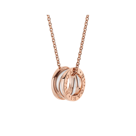 B.ZERO 1 Design Legend Necklace with Rose Gold Chain and Pendant with White Ceramic Interior