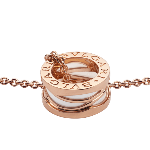 B.ZERO 1 Design Legend Necklace with Rose Gold Chain and Pendant with White Ceramic Interior