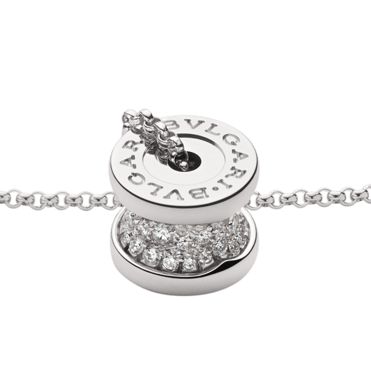 B.ZERO1 NECKLACE in White Gold set with Pavé Diamonds on the Spiral