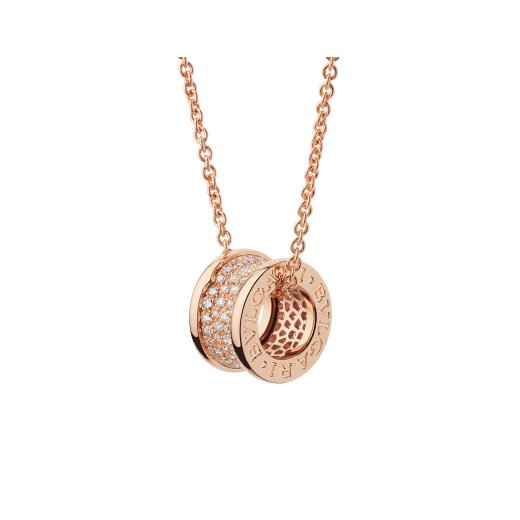 B.ZERO1 NECKLACE in Rose Gold with Pavé Diamonds