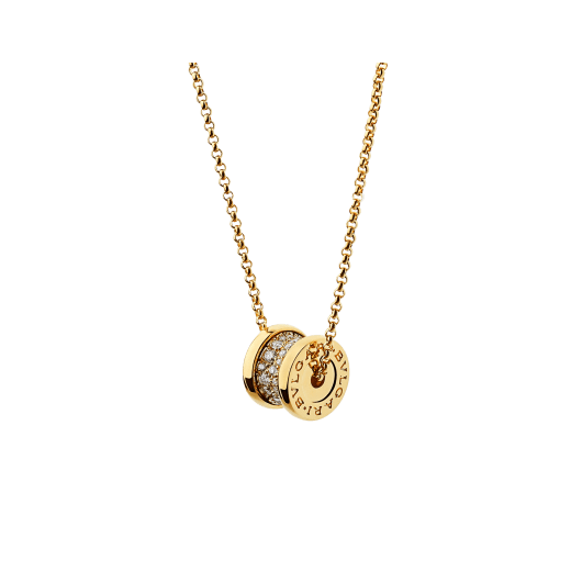 B.ZERO1 NECKLACE in Yellow Gold set with Pavé Diamonds on the Spiral