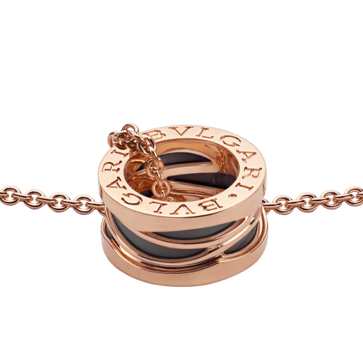 B.ZERO 1 Design Legend Necklace with Rose Gold Chain and Pendant with Black Ceramic Interior