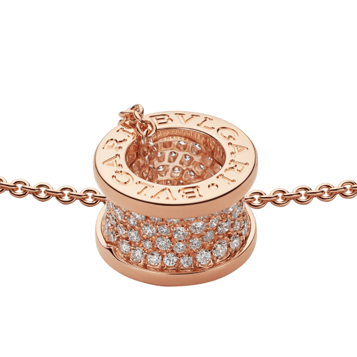 B.ZERO1 NECKLACE in Rose Gold with Pavé Diamonds