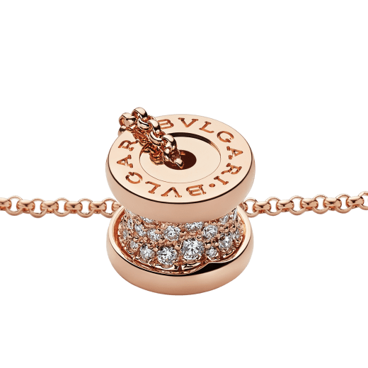 B.ZERO1 NECKLACE in Rose Gold set with Pavé Diamonds on the Spiral