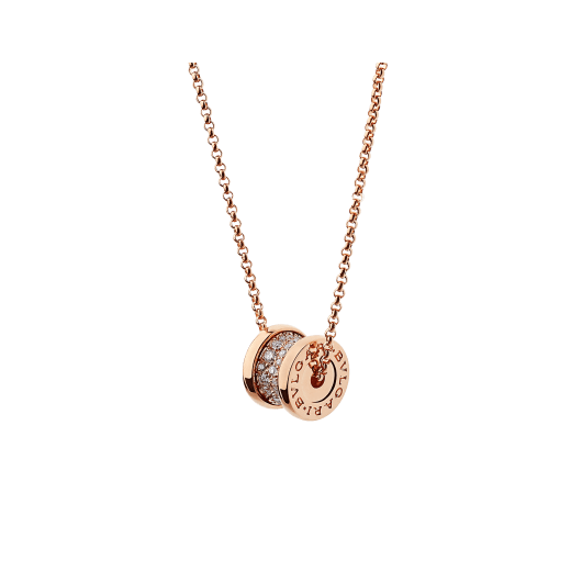 B.ZERO1 NECKLACE in Rose Gold set with Pavé Diamonds on the Spiral
