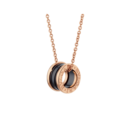 B.ZERO1 NECKLACE in Rose Gold Chain and Black Ceramic Pendant