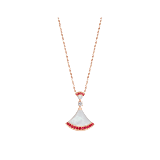 DIVAS’ DREAM NECKLACE in Rose Gold with ond Diamonds and Pavé Rubies