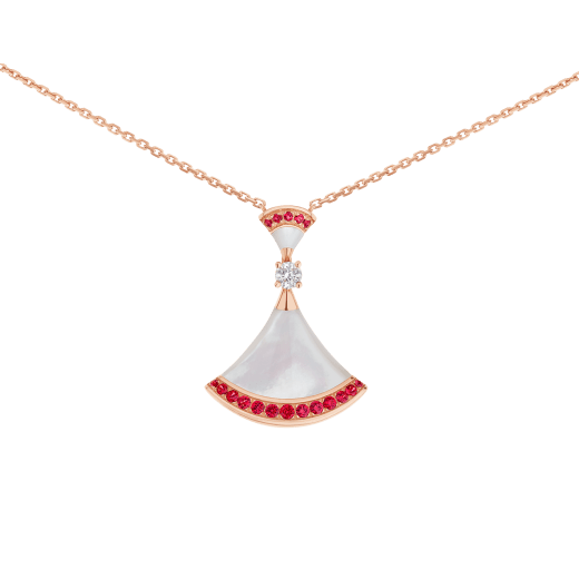 DIVAS’ DREAM NECKLACE in Rose Gold with ond Diamonds and Pavé Rubies