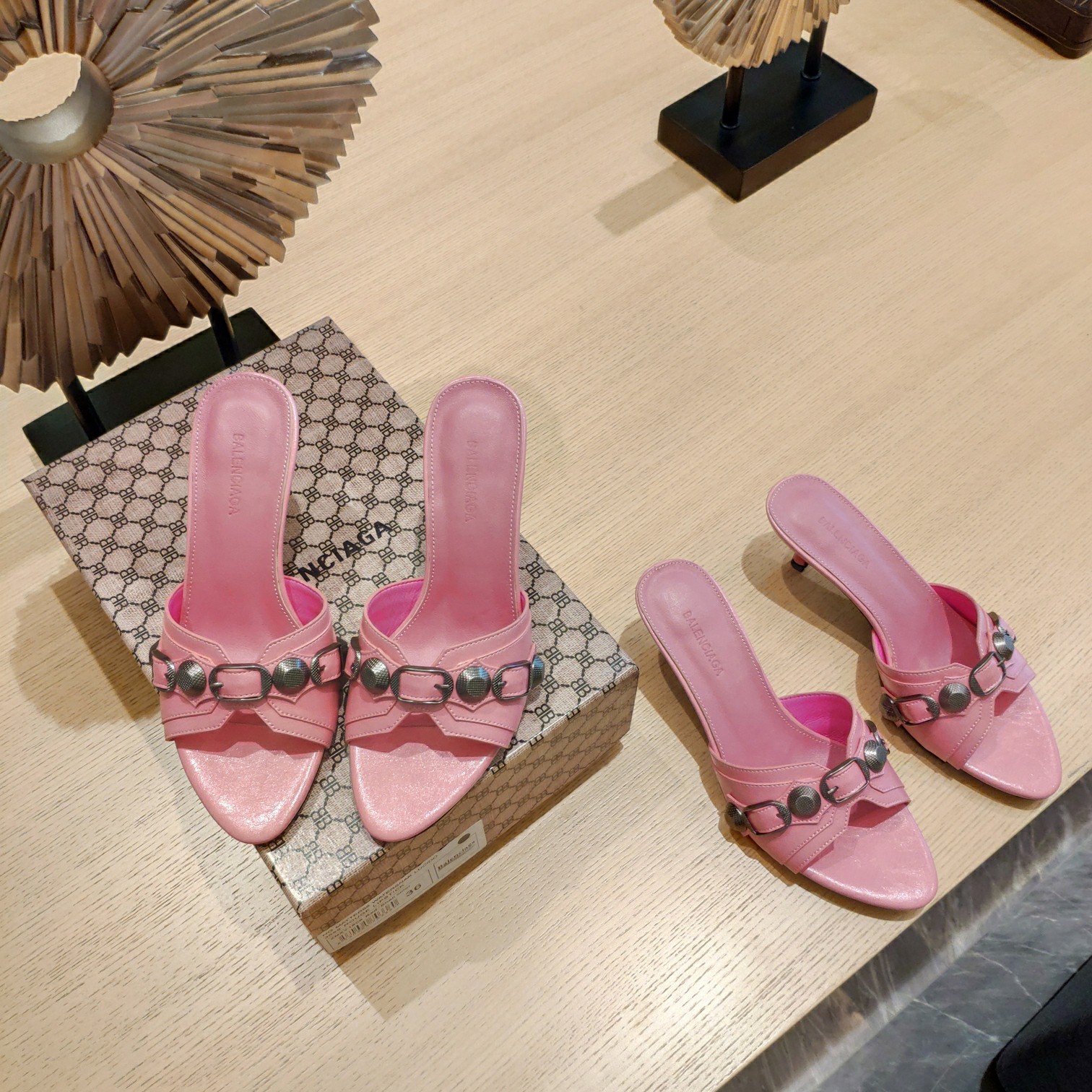 [TOP] BALNCIAGA Le Cagole Slides - Pink - 2 Heel Heights - Balenciaga