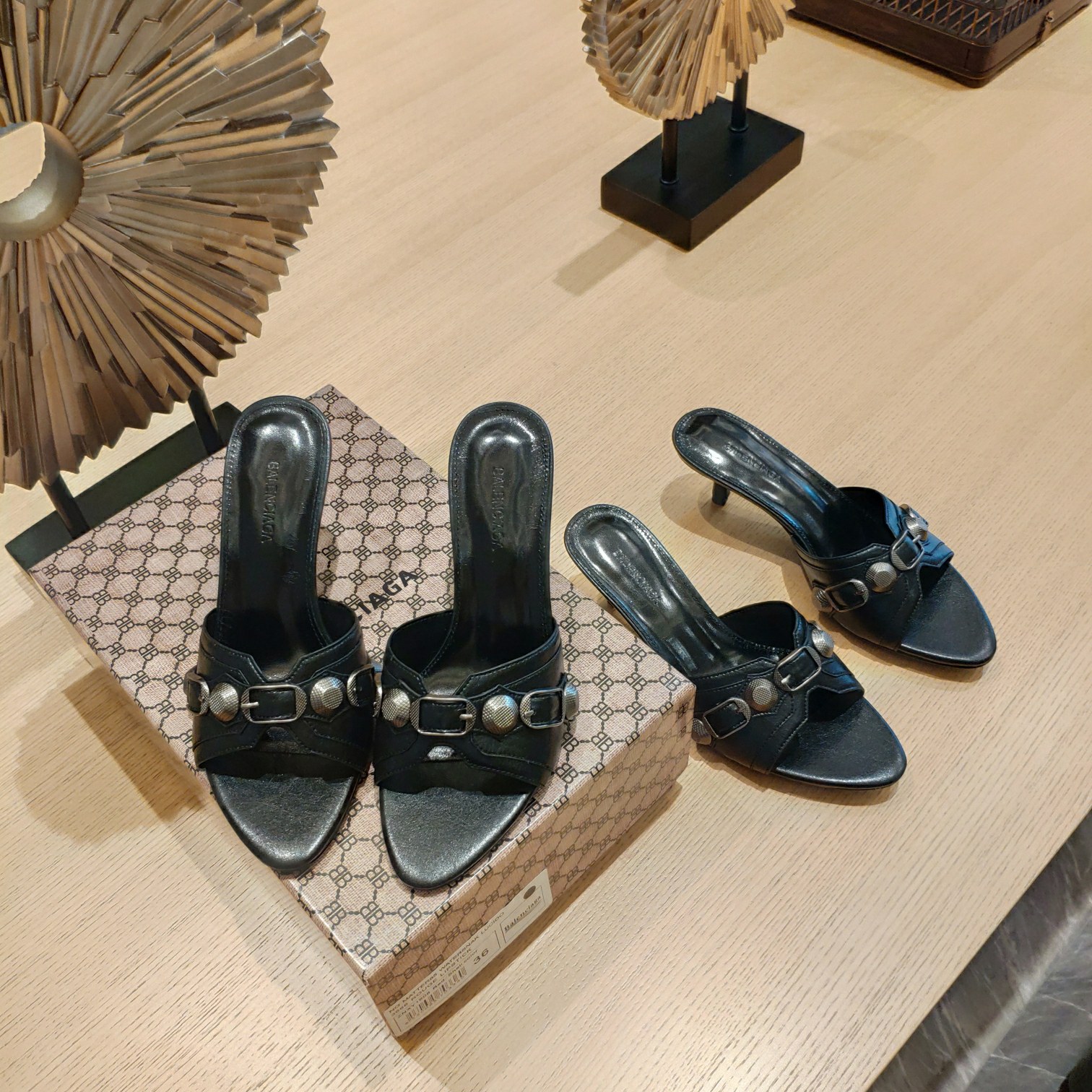 [TOP] BALNCIAGA Le Cagole Slides - Black - 2 Heel Heights - Balenciaga