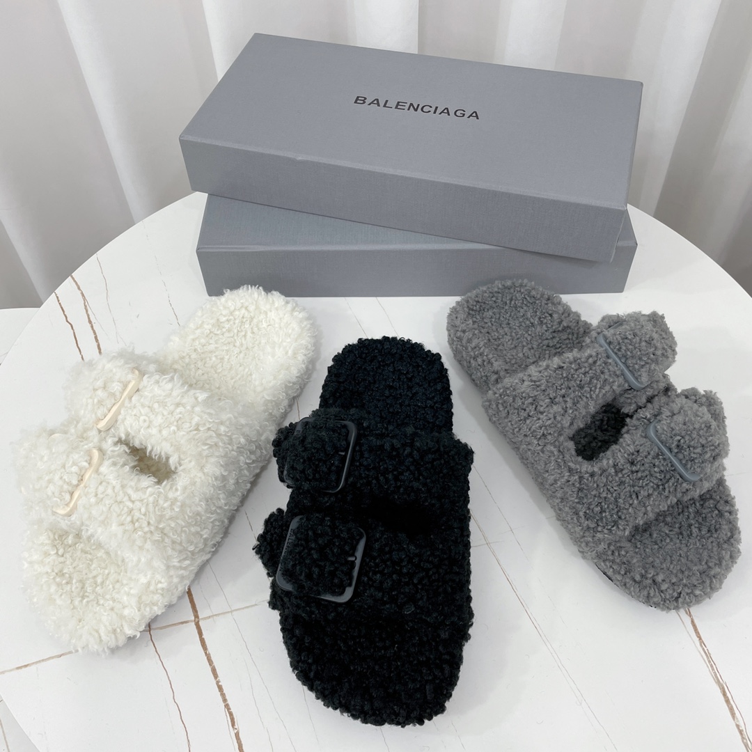 [TOP] BALNCIAGA Fur Slides - 3 Colors - Balenciaga