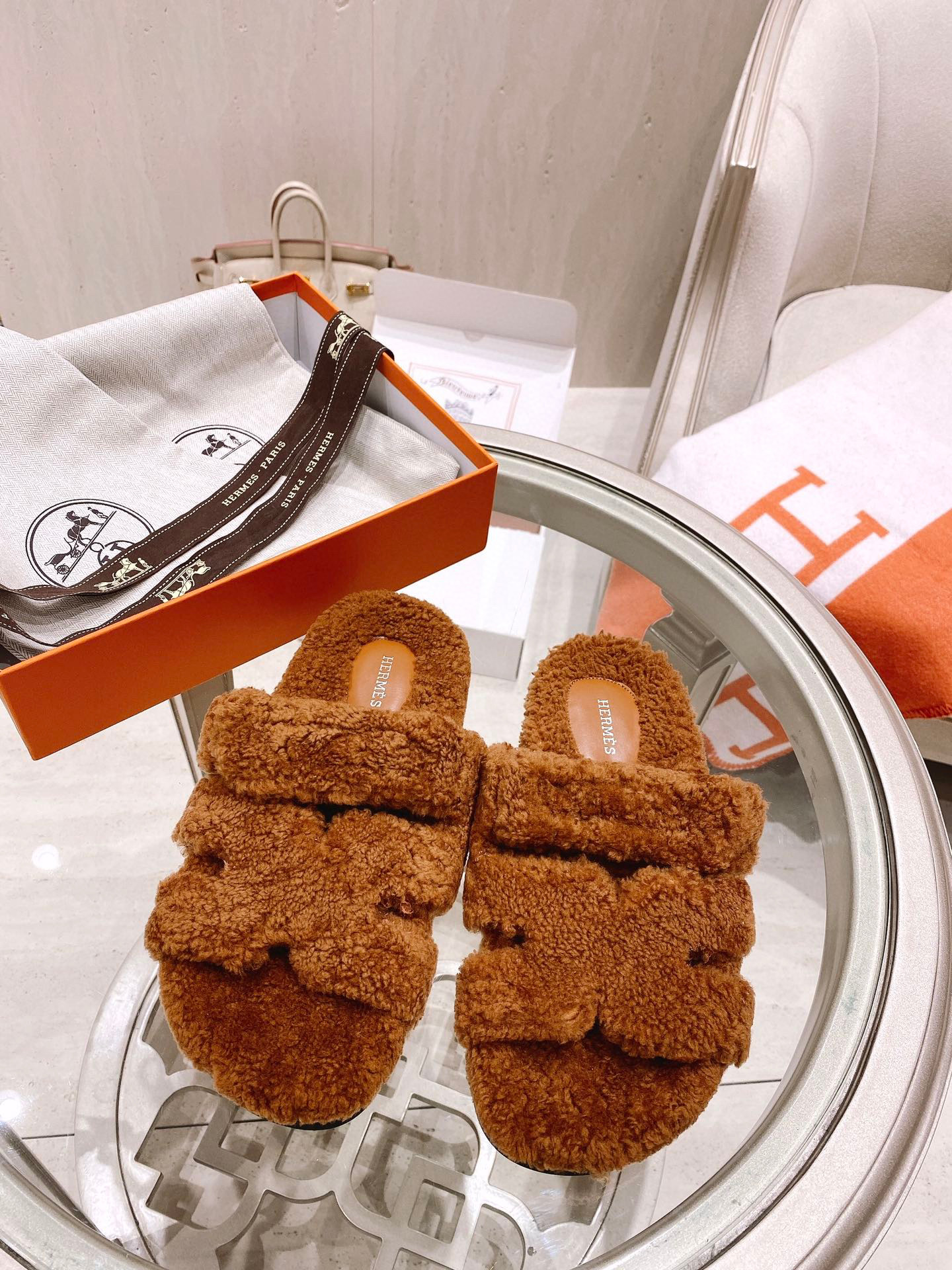 [TOP] HRMES Chypre Fur Sandal - 10 Colours - Hermes