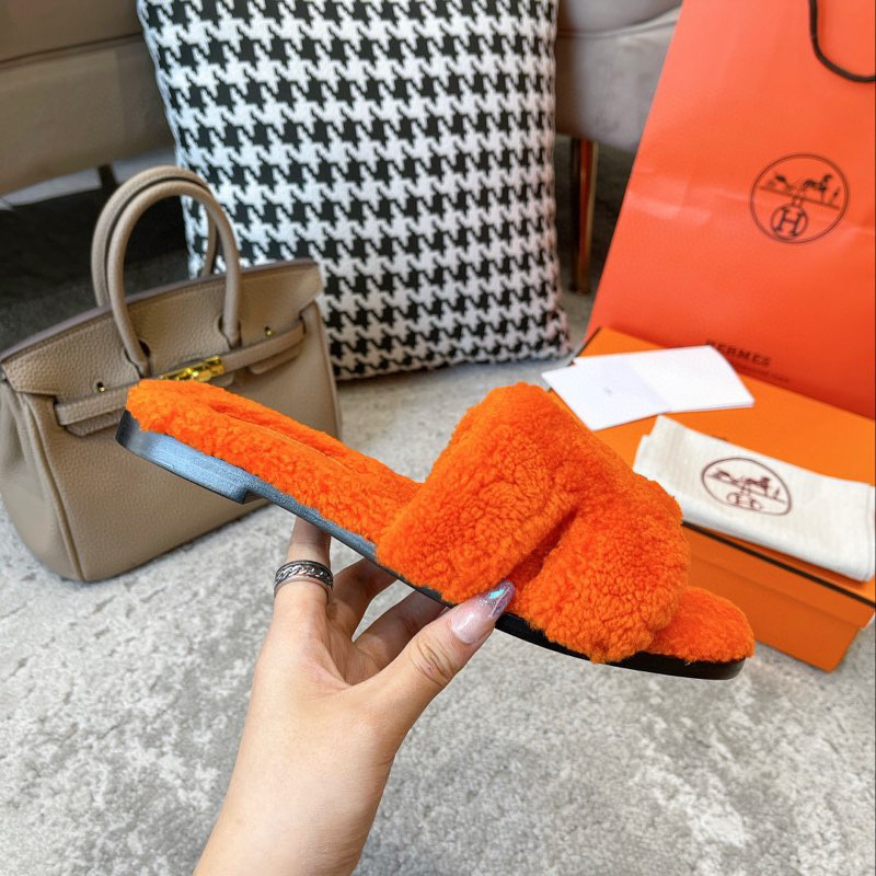 [TOP] HRMES Oran Shearling Sandals - Collection - Hermes