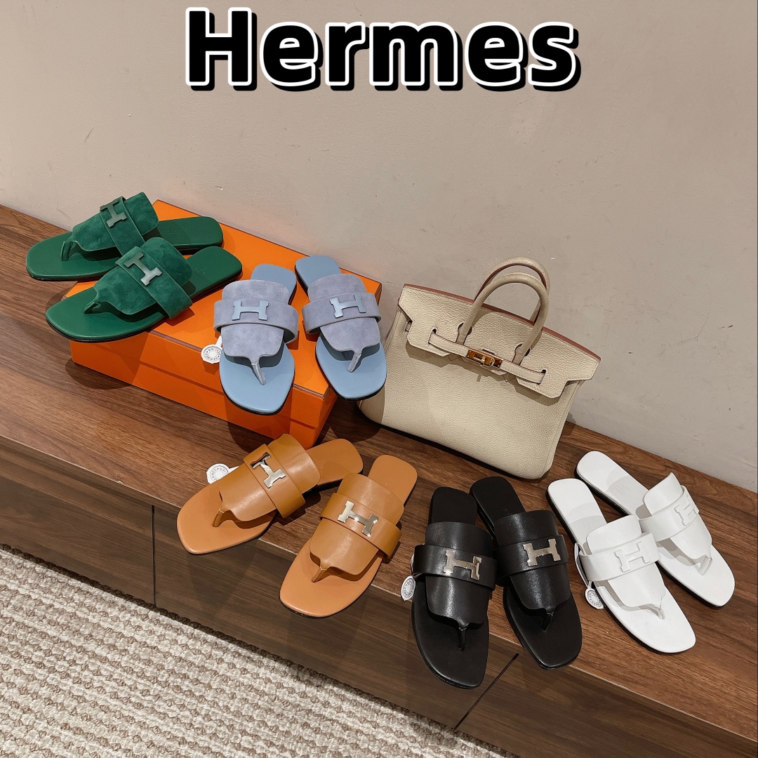 [TOP] HRMES Galerie Flat Mules  - GHW -5 Color- Hermes