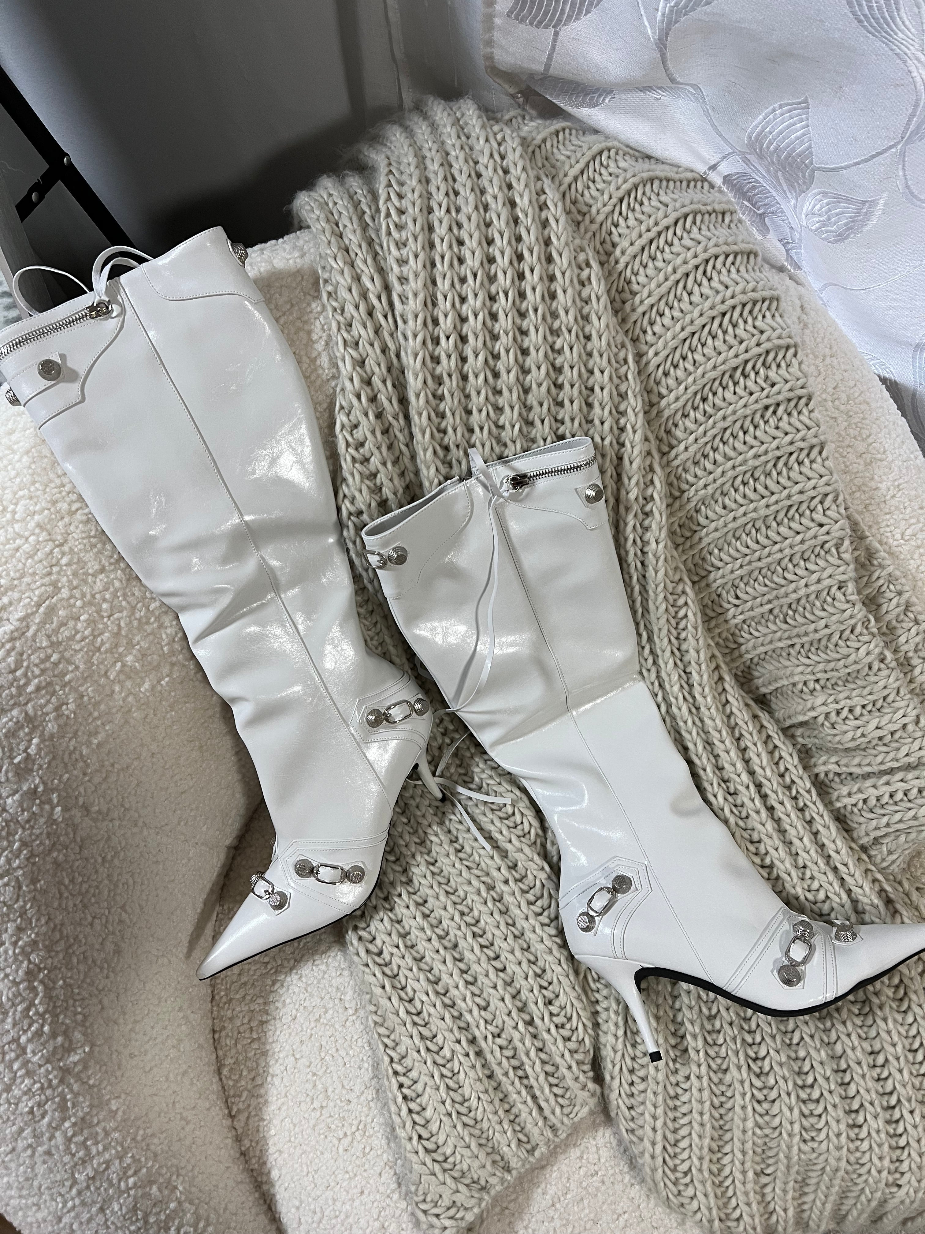 [TOP] BALNCIAGA High Heels Boots - White/ Size 39/8USA - Balenciaga