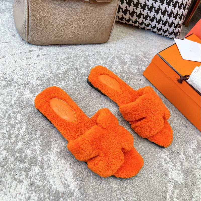 [TOP] HRMES Oran Shearling Sandals - Collection - Hermes