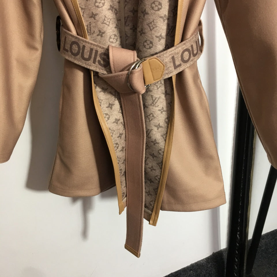 [TOP] L&V L*V Belted Short Wrap Coat - Beige - LV Louis Vuitton