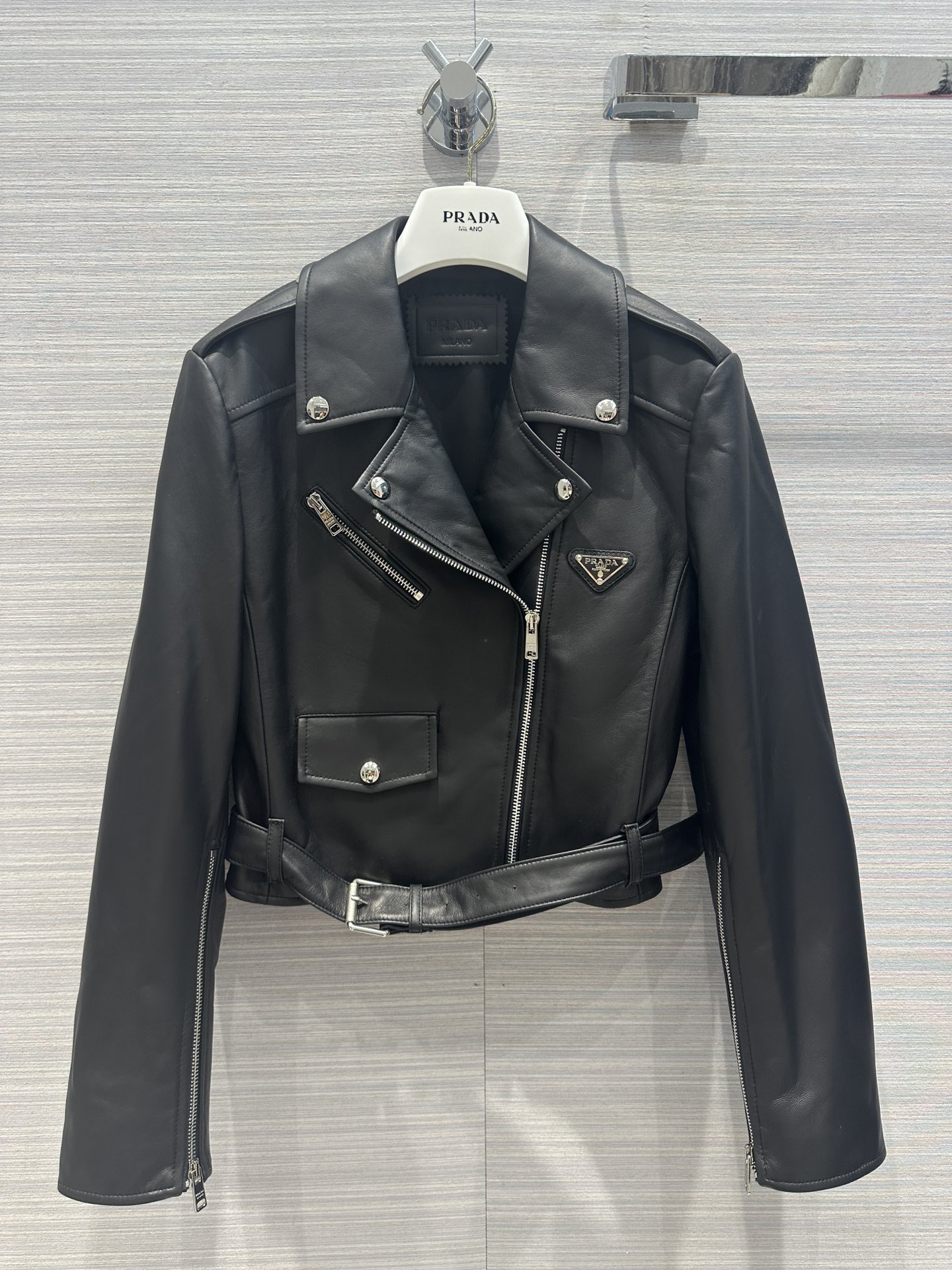 [TOP] PR@DA Leather Biker Jacket - Prada