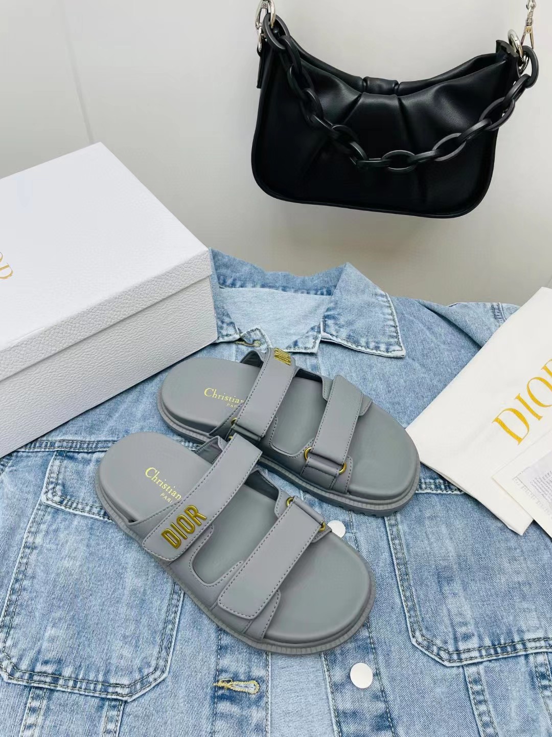 [TOP] D!or Leather Dad Sandals Slides - Collection - Christian Dior