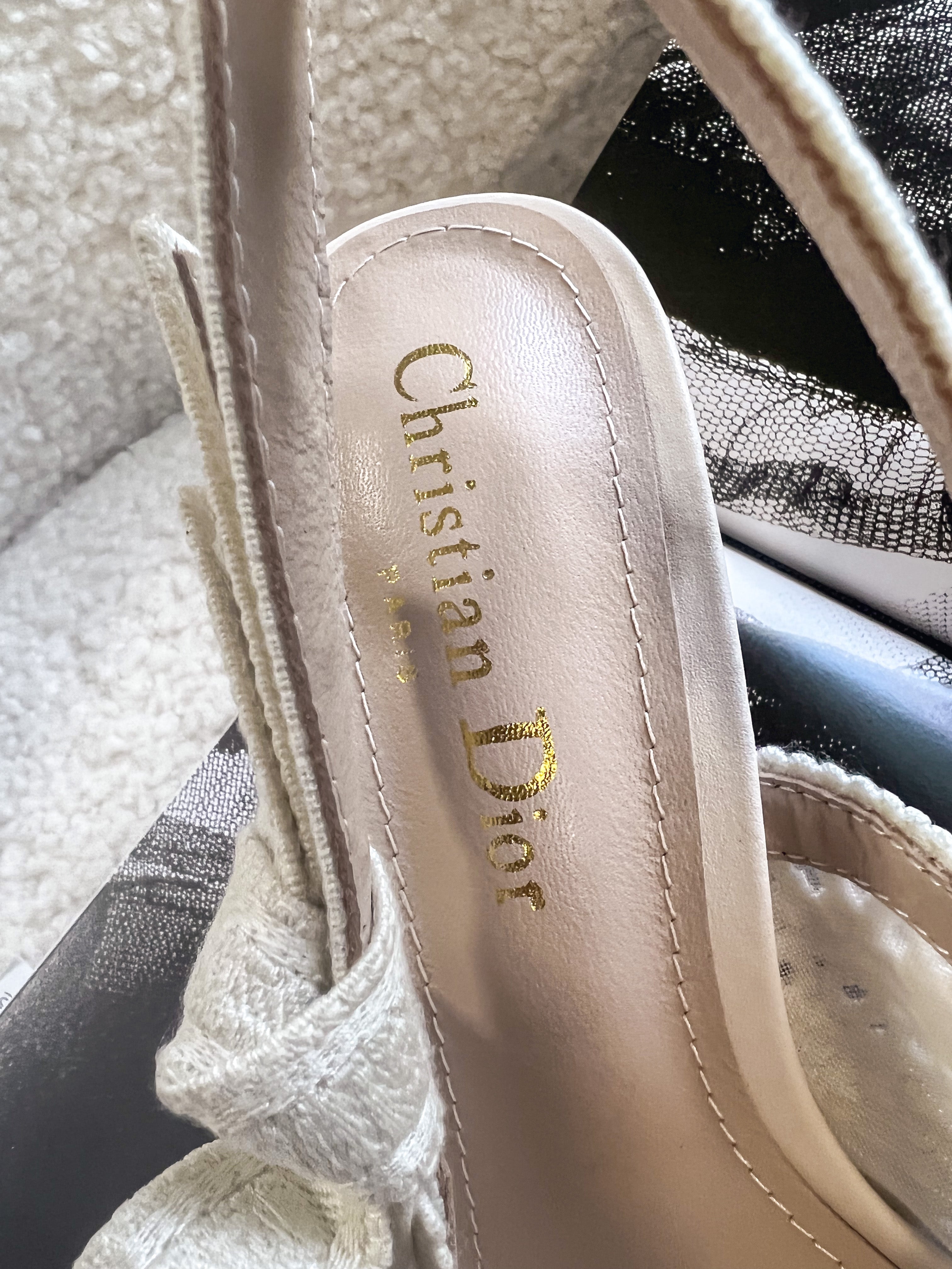 [TOP] D!or Macrame High Heels Lace Shoes 22 - White - Christian Dior